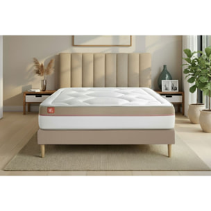 Ensemble - Matelas Mémoire de forme 30cm d'épaisseur - 7 zones de confort - Confort ferme - Sommier tapissier monobloc - 1 place