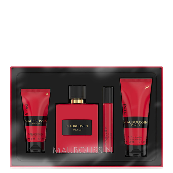 Pour Lui In Red - Coffret Eau de Parfum 100 ml + Gel Douche 90 ml + Gel Douche 50 ml + Spray 20 ml