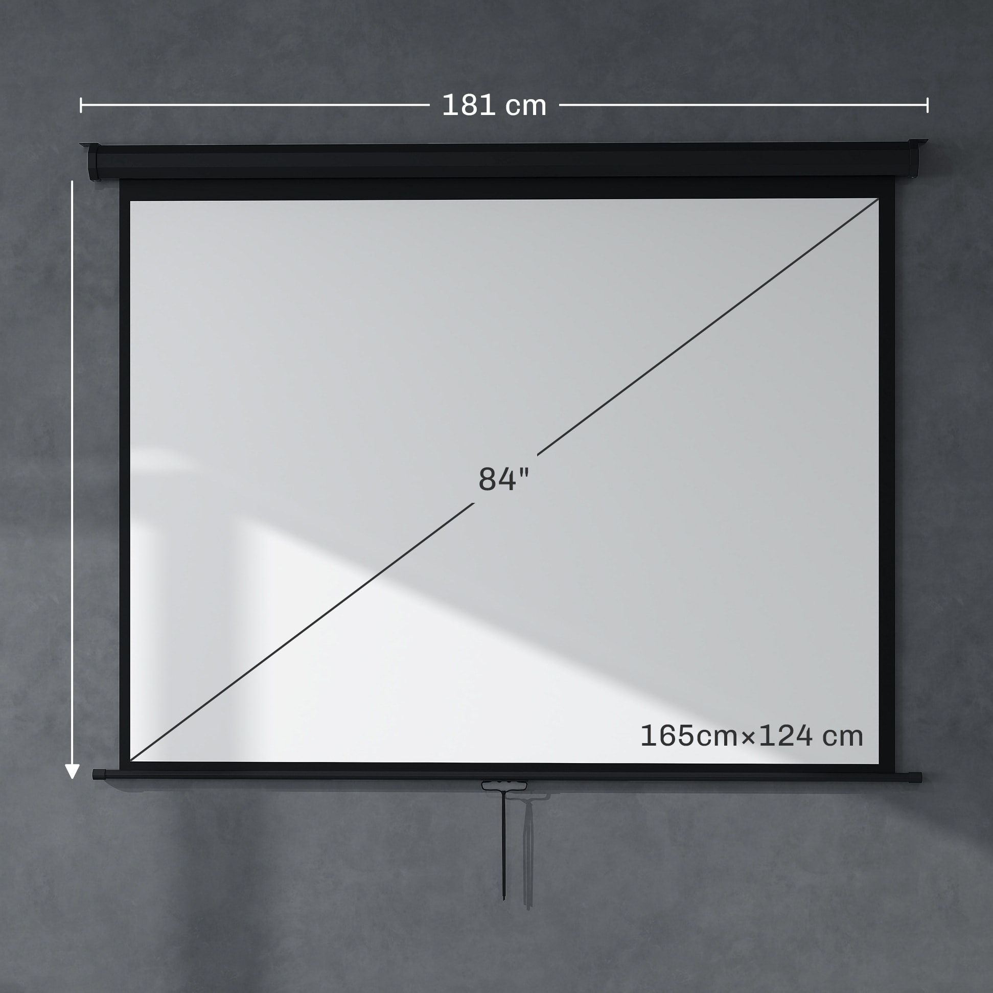 Écran de projection home-cinéma TV format 4:3 84 pouces 4K HD métal PVC noir