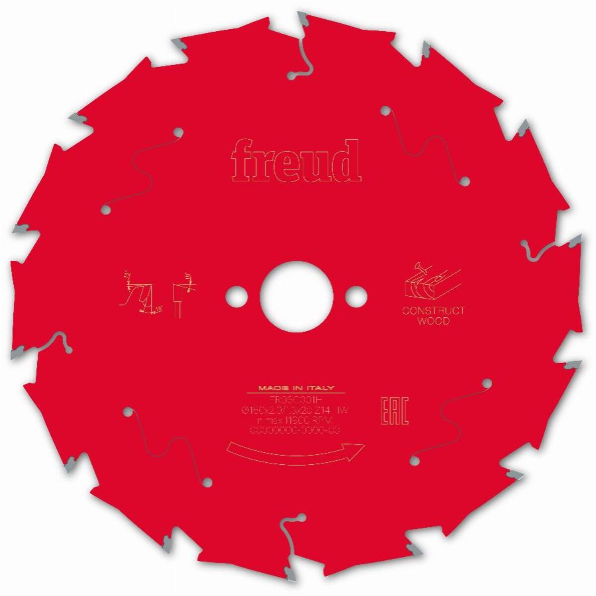 Lame pour scie circulaire portative FREUD - Ø160 2/1,3 AL20 Z14 BA 18° - F03FS09788 -FR06C001H
