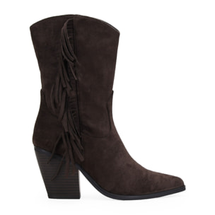 Botas de tacón marrones con flecos