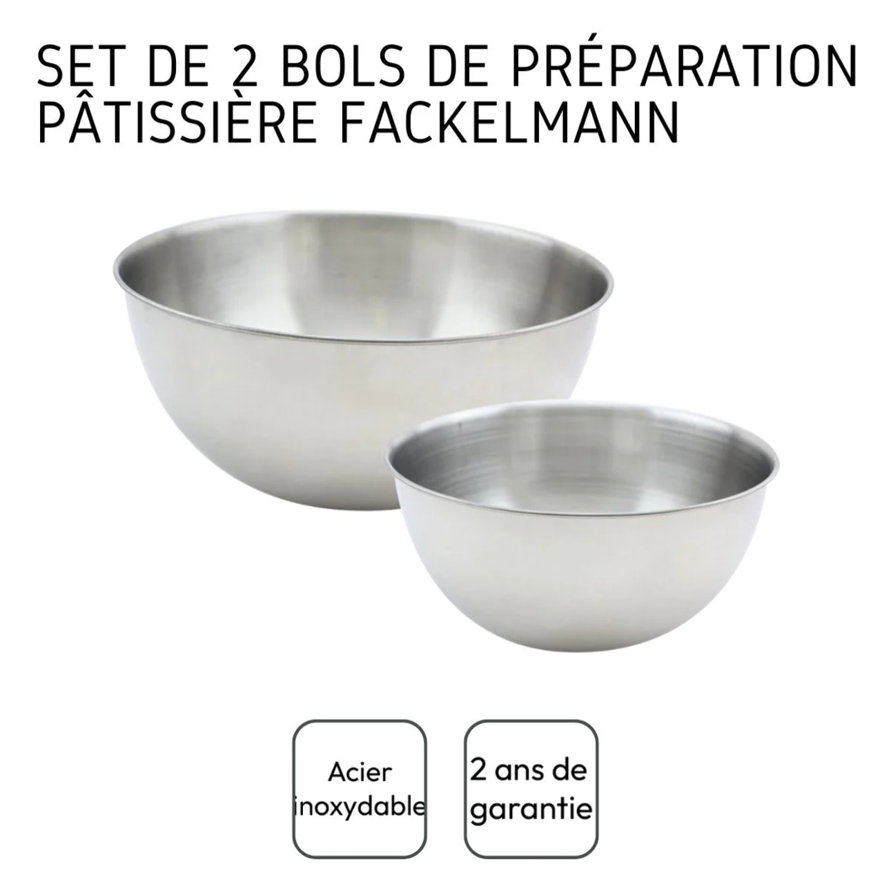 Set de 2 bols à mixer en inox 20,5 et 25 cm Fackelmann Basic
