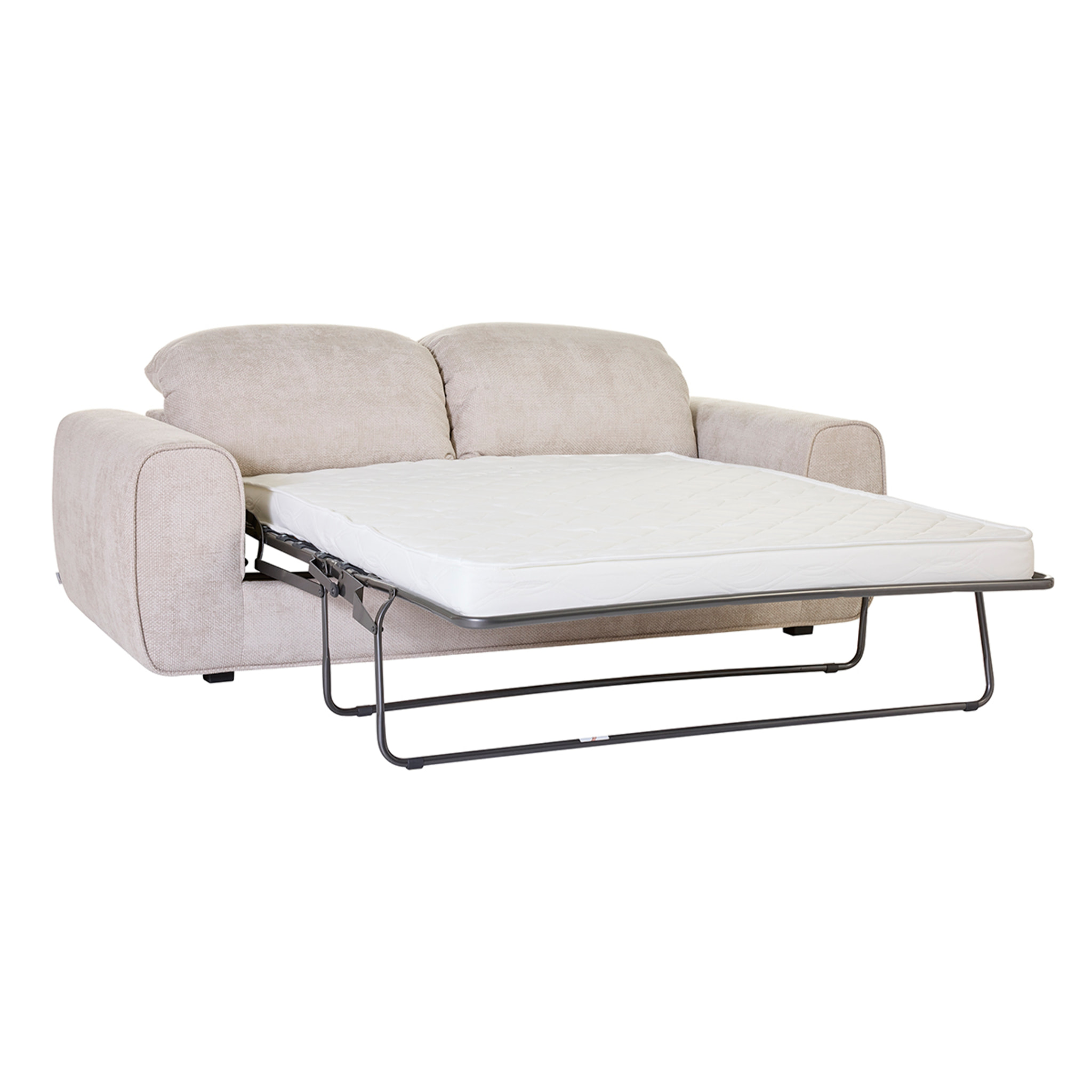 Canapé convertible avec têtières ajustables 3 places en tissu velours chenille beige NOAM
