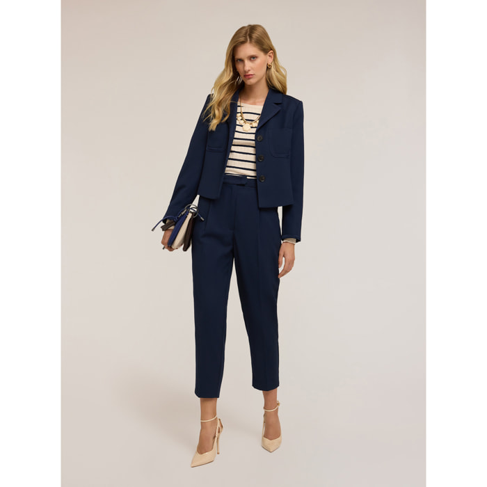 Motivi - Giacca crop con inserti in raso - Blu