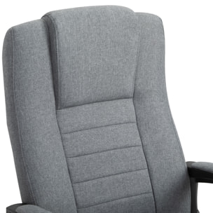 HOMCOM Fauteuil de bureau à roulettes chaise manager ergonomique pivotante hauteur réglable lin gris foncé