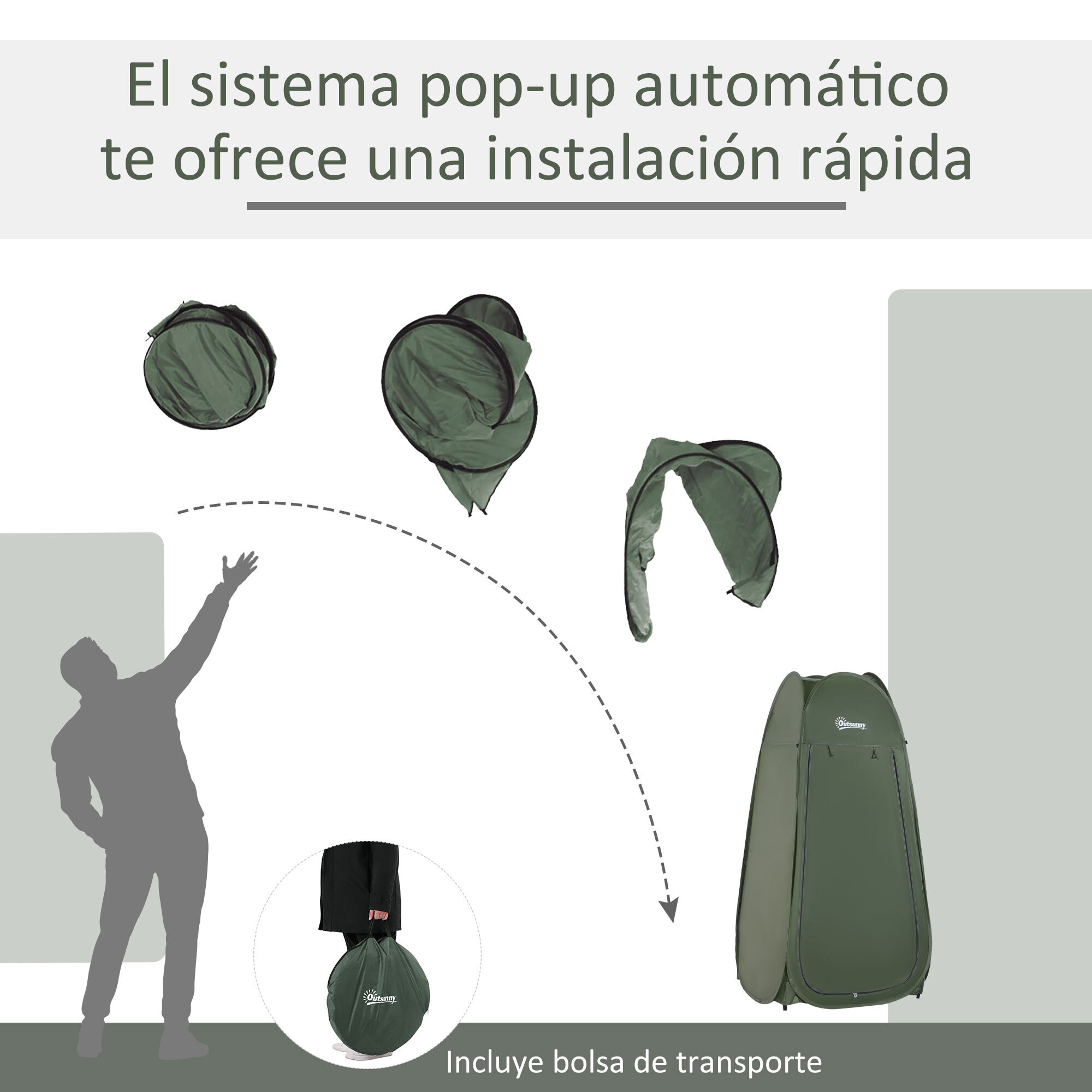 Carpa Ducha Playa de Poliá©ster 100x100x185cm Verde Oscuro