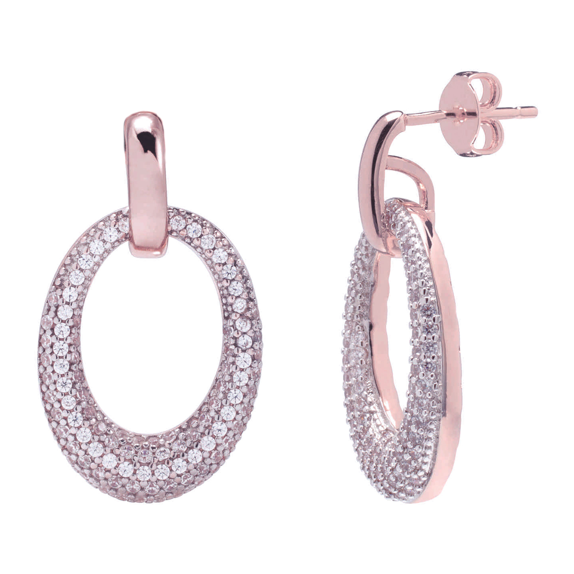 Orecchini Pendenti Ovali Pavé in Cubic Zirconia