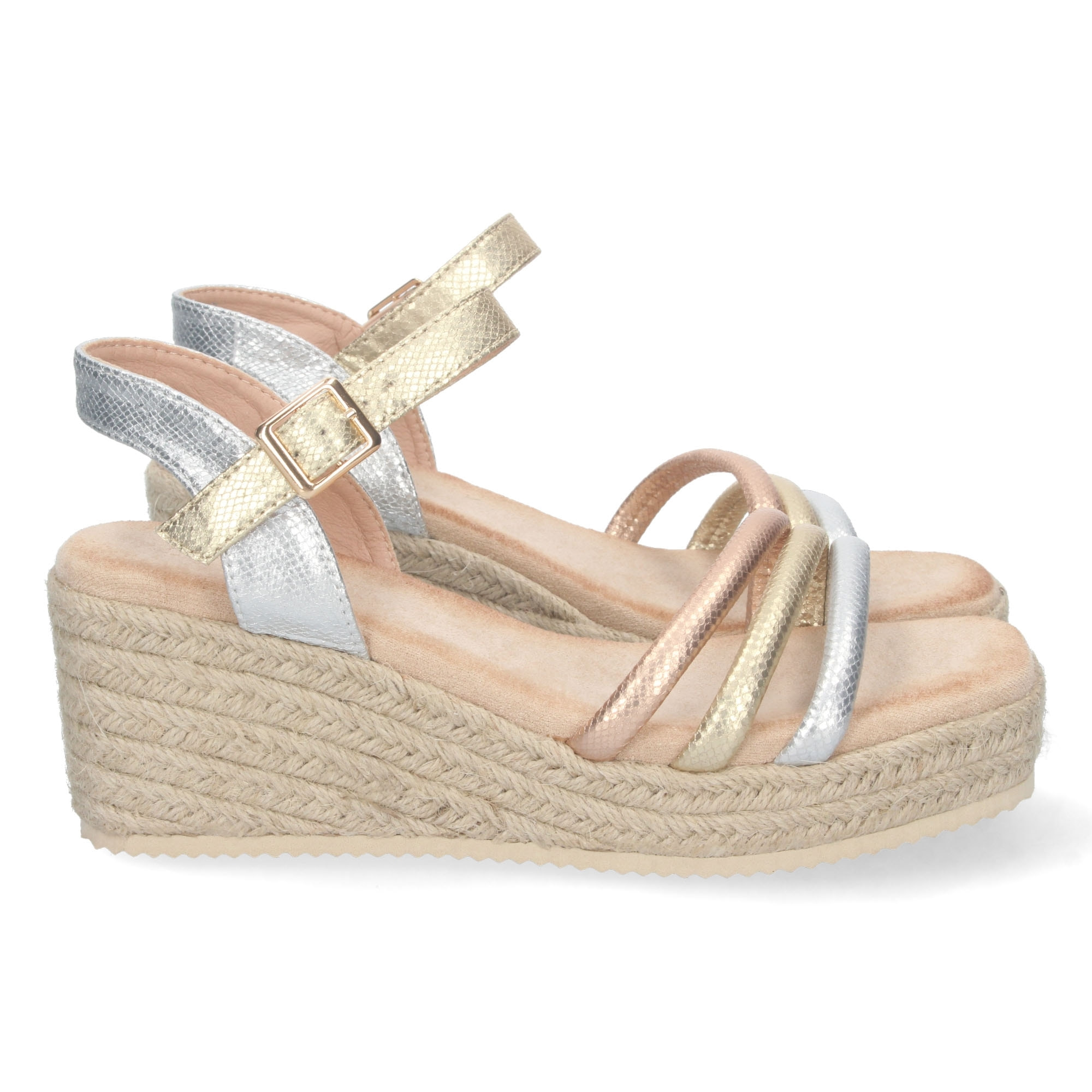 Sandalia de Cuña con Yute y Hebilla