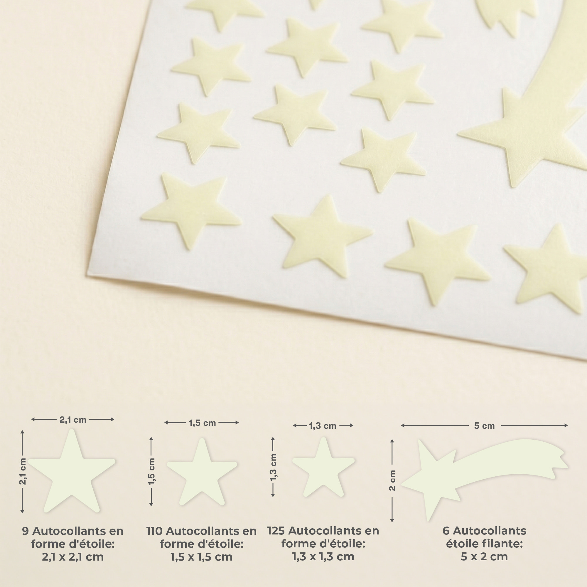 Stickers Muraux décoration adhésifs250 phosphorescents étoiles et étoiles filantes