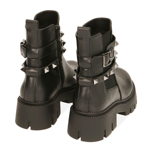 Chelsea boots neri con borchie, tacco 4,5 cm