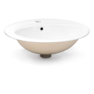 Vasque à encastrer 55 x 47,5 cm - blanc brillant - avec trop-plein - 1 trou de robinetterie centré - Multi Eur