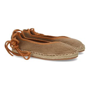 Alpargata plana mujer tejido flexible con cordones