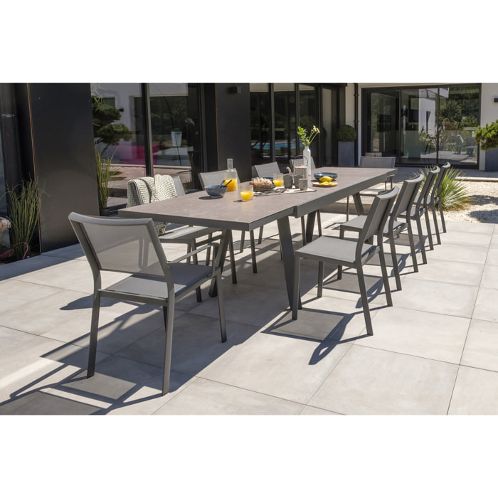 STOCKHOLM - Ensemble repas de jardin 10 places en céramique sur verre