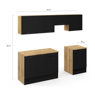 Ensemble de cuisine Allegra 240cm - Bois - Noir