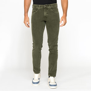PANTALONE SLIM FIT IN VELLUTO STRETCH TINTURA ACID WASH