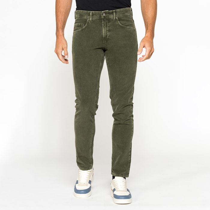PANTALONE SLIM FIT IN VELLUTO STRETCH TINTURA ACID WASH