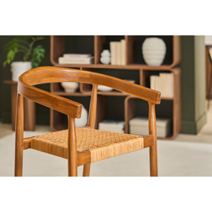 Chaise ethnique en bois teck massif et cannage rotin NEGARA