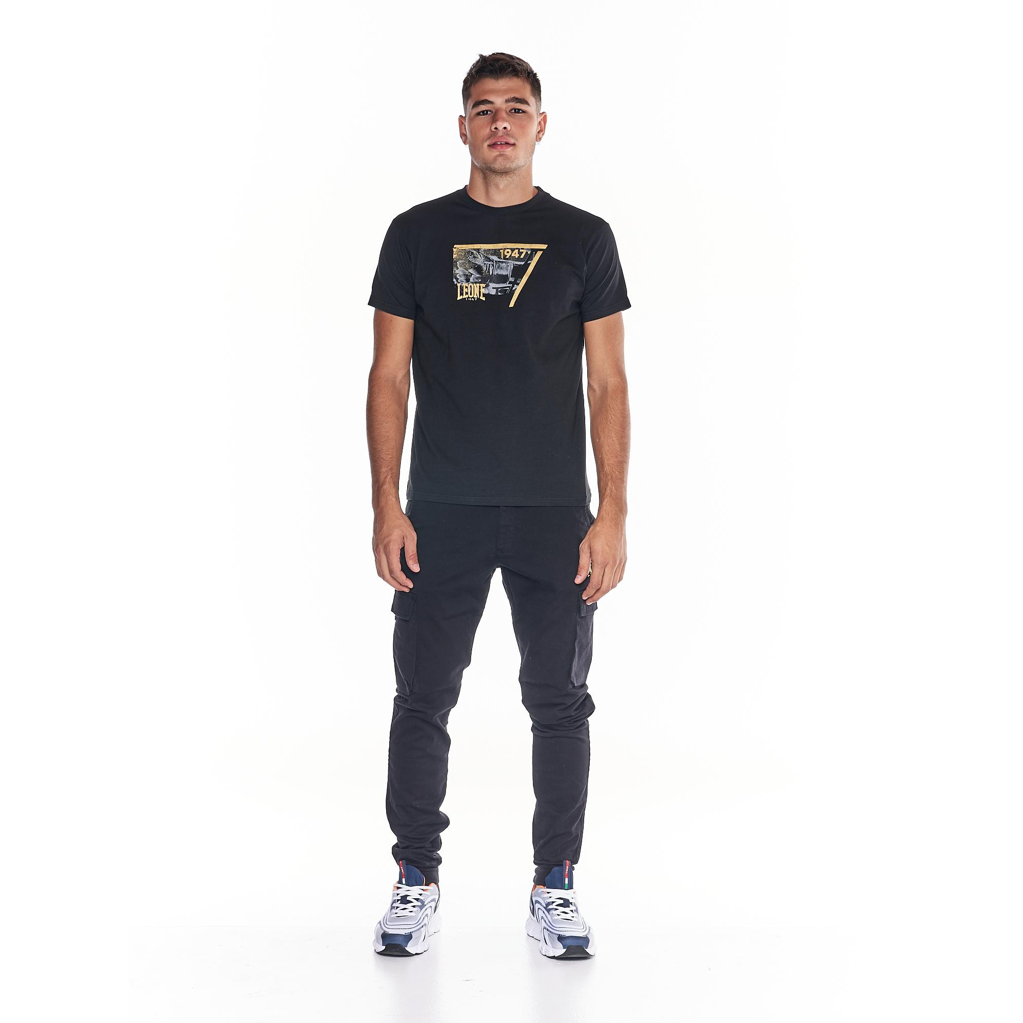 T-shirt uomo stampa boxe b/n GOLD