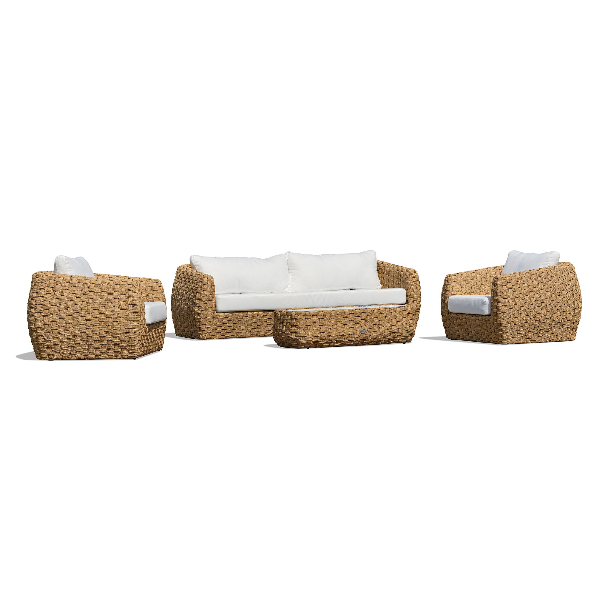 RAMATUELLE - Salon bas de jardin 5 places en aluminium et résine tressée