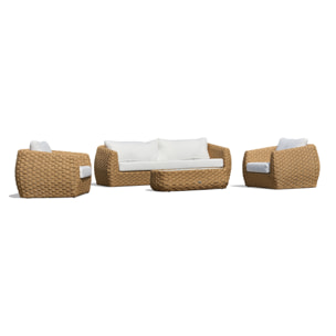 RAMATUELLE - Salon bas de jardin 5 places en aluminium et résine tressée