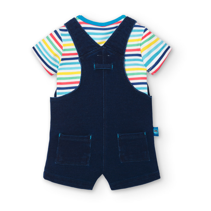 Conjunto de bebÃ© niÃ±o, algodÃ³n, mangas cortas, azul