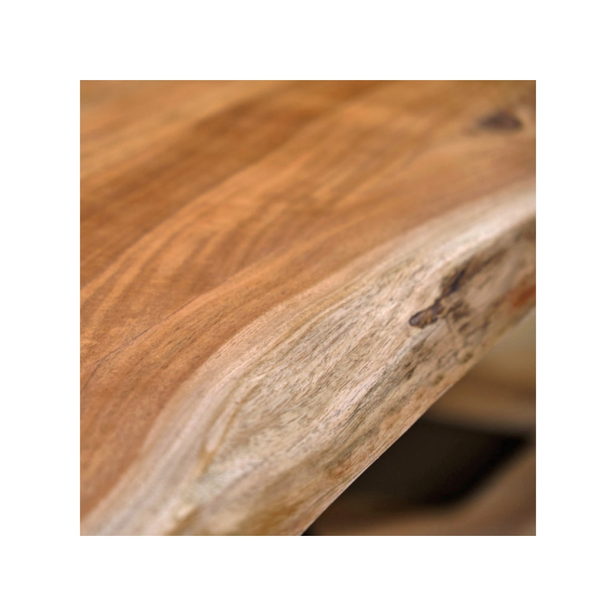 Table de repas en bois d'acacia massif et pied central métal - 220 x 100 cm - WOOD