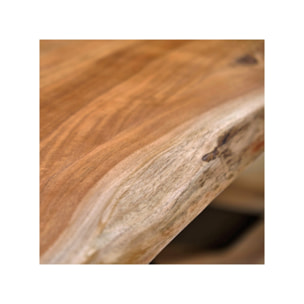 Table de repas en bois d'acacia massif et pied central métal - 220 x 100 cm - WOOD