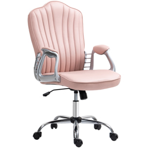 Silla de Oficina Silla de Escritorio Giratoria con Altura Ajustable Reposabrazos Respaldo Curvado Función de Basculante Rosa