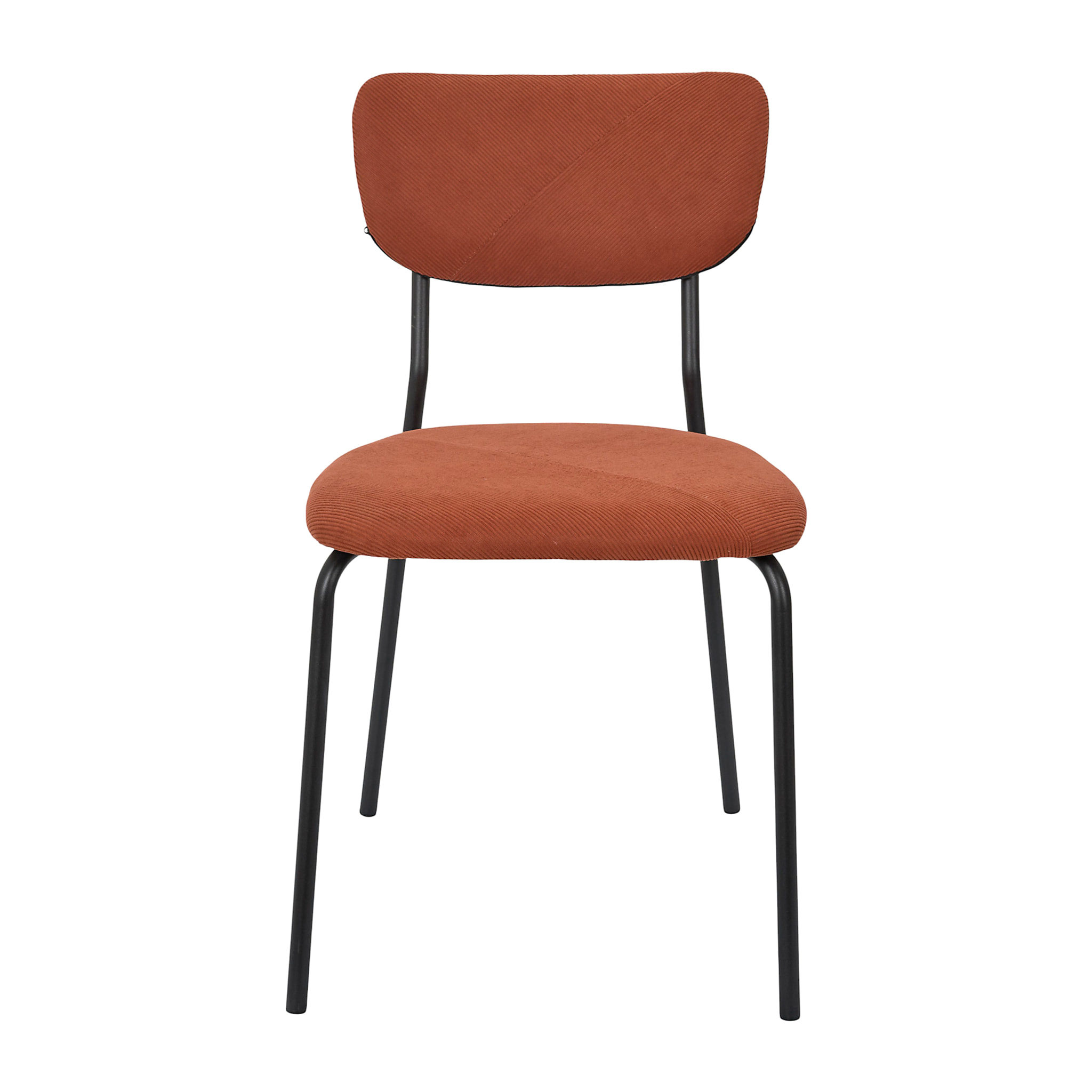 Lot de 4 Chaises - HOME DECO FACTORY - Jules - Côtelées - Confortables - Terracotta