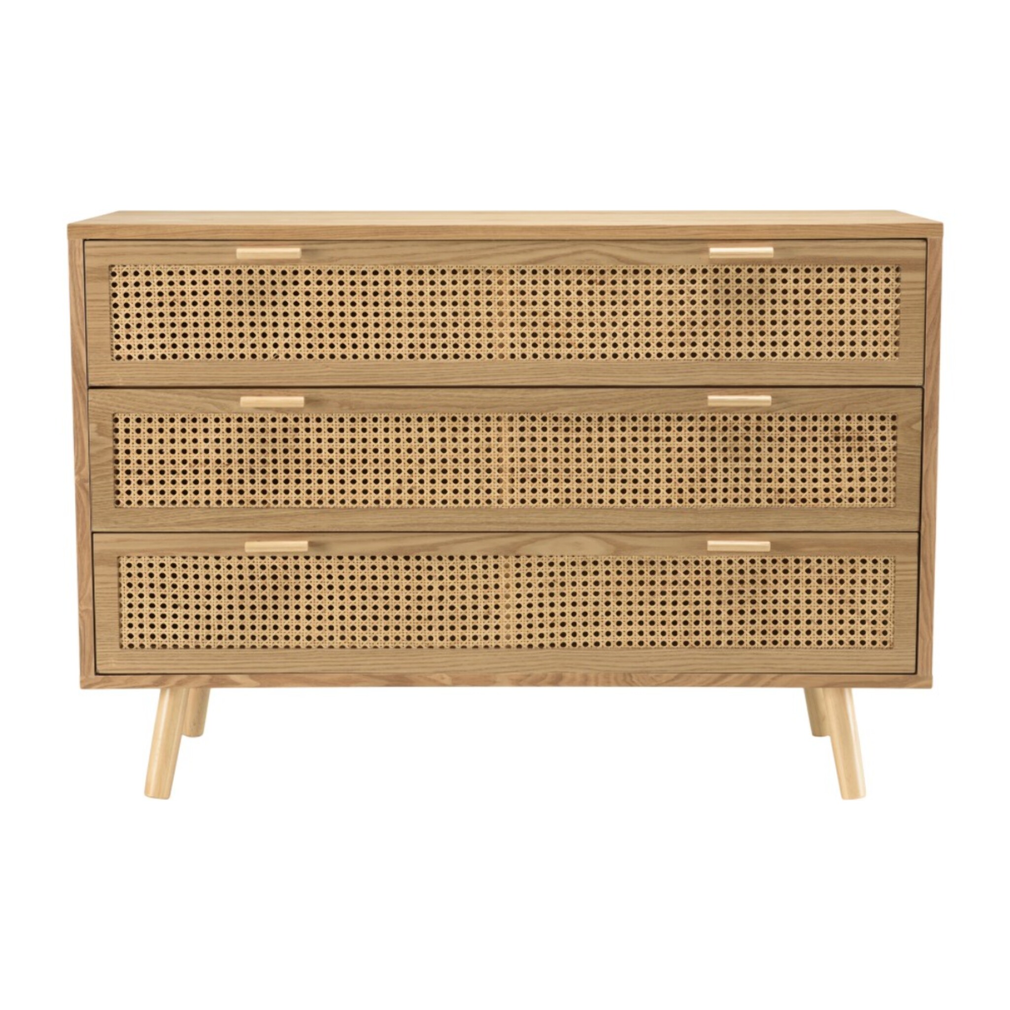 RODRIGO - Commode couleur naturel 3 tiroirs cannage
