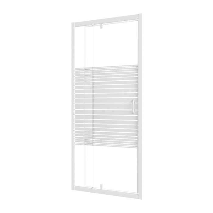 Porte de Douche Extensible de 69 a 80 x 185cm - Profil Blanc - Verre Trempé 4mm - FLEXY
