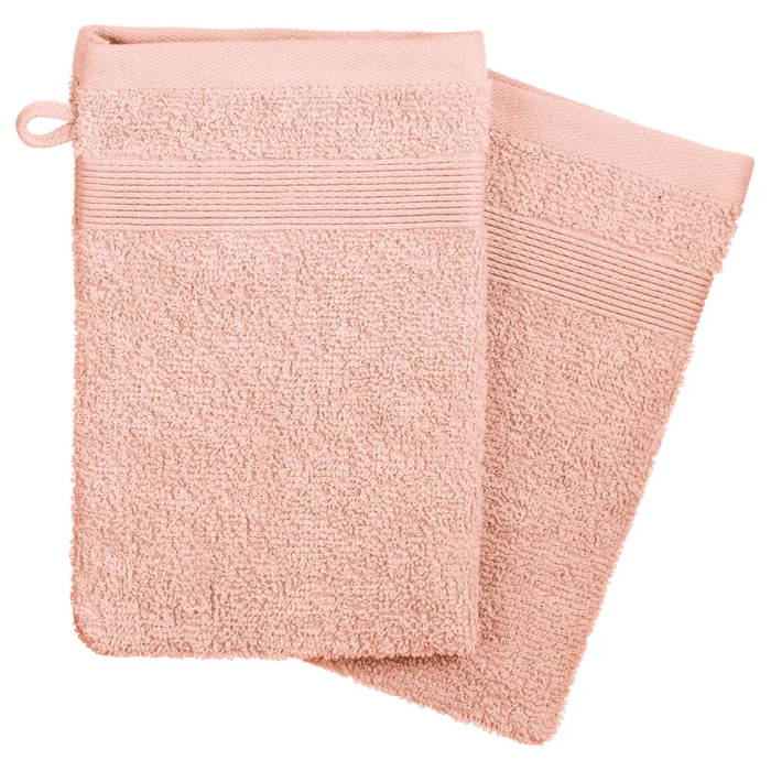 Lot de 2 gants de toilette rose 15x21cm