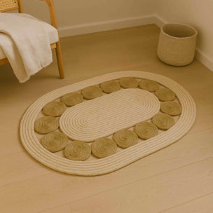 Alfombra ovalada de hoja de totora y maíz 80x50cm