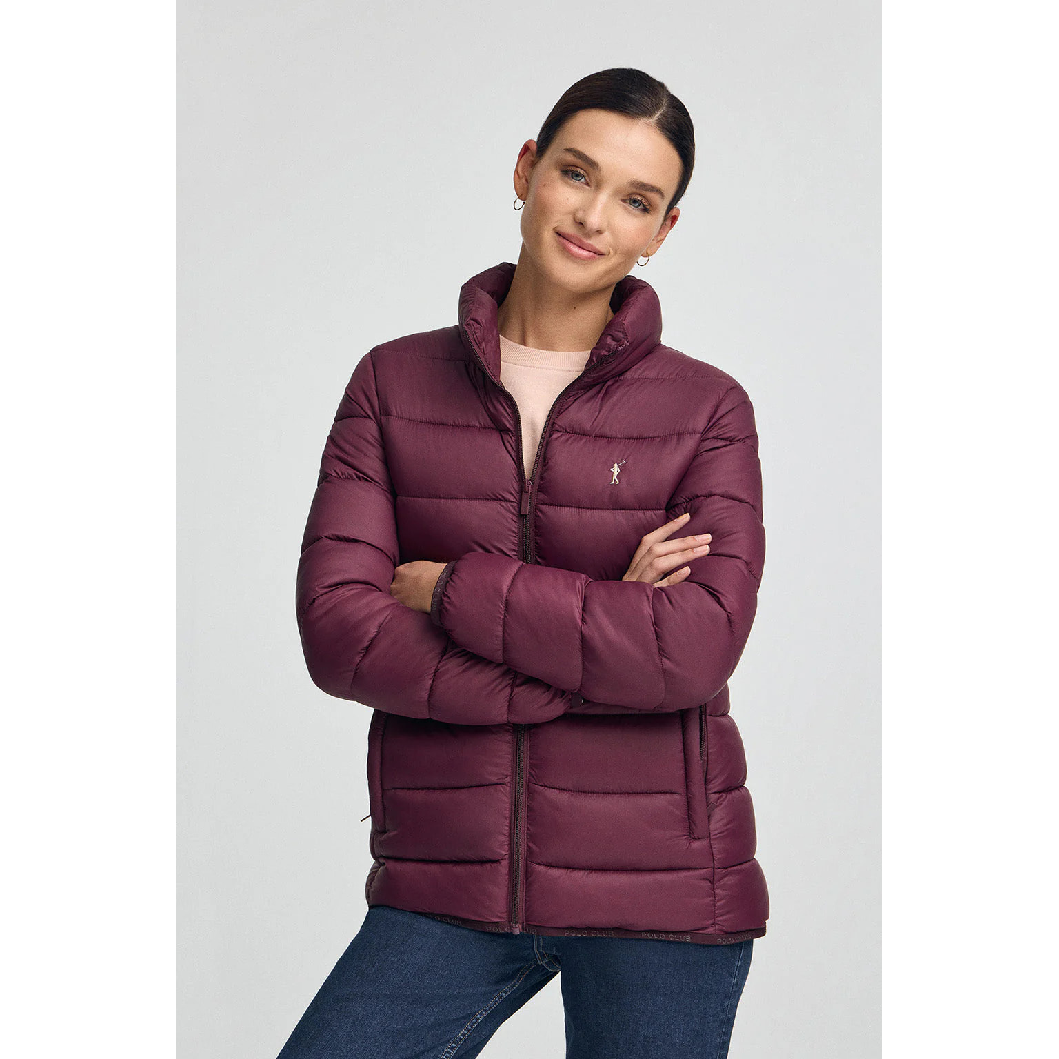 Chaqueta Salma Embroidery color borgoña con logo Rigby Go