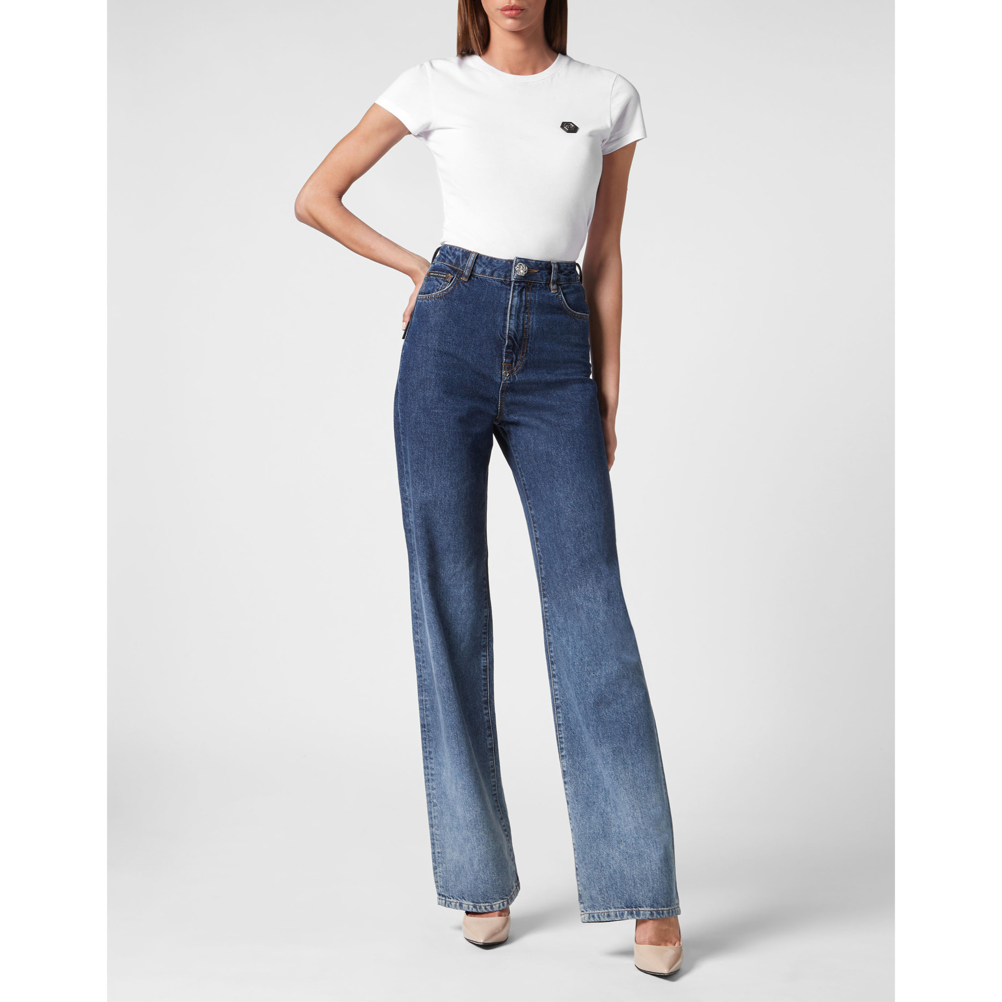 PHILIPP PLEIN Jeans a gamba ampia