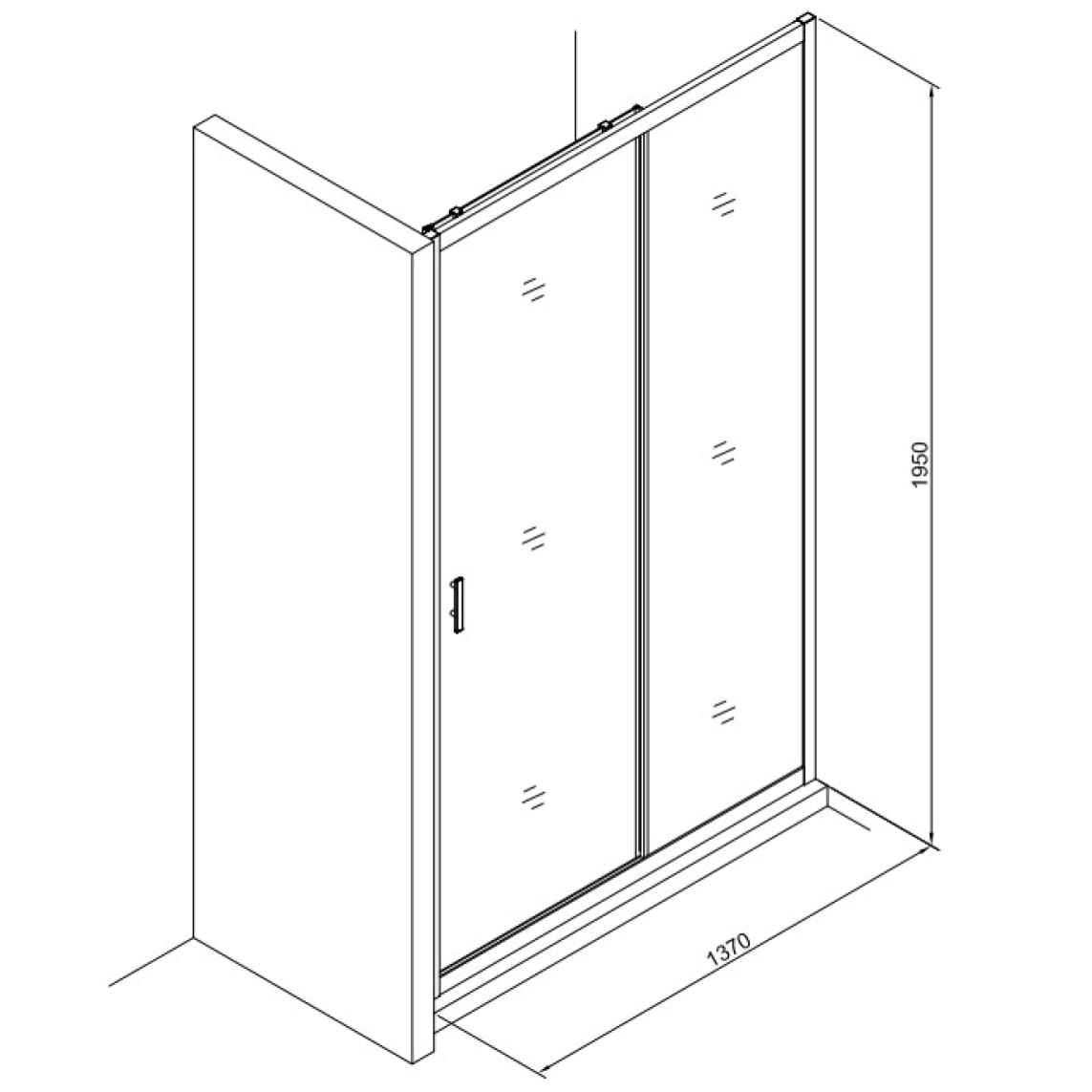 Tex Set complet Porte de douche coulissante verre transparent Easy Clean, glissières silencieuses 140x195cm