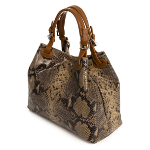 Emanuela Bolso tote Mujer.Piel auténtica Gamuza Pitón Dollaro