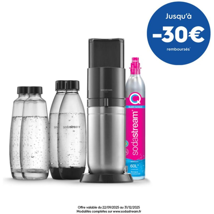 Machine à soda SODASTREAM DUO Noire Pack 2 carafes + 2 bouteilles