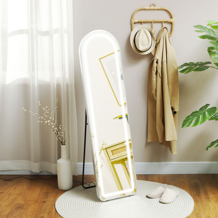 Espejo de Cuerpo Entero con Luces LED 150x40 cm Espejo de Pie o de Pared con Marco de Aleación de Aluminio Iluminación de 3 Colores Función de Memoria y Táctil Inteligente Plata