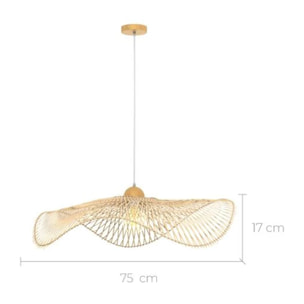 Suspension D75 cm en bambou avec fil blanc - Jipi