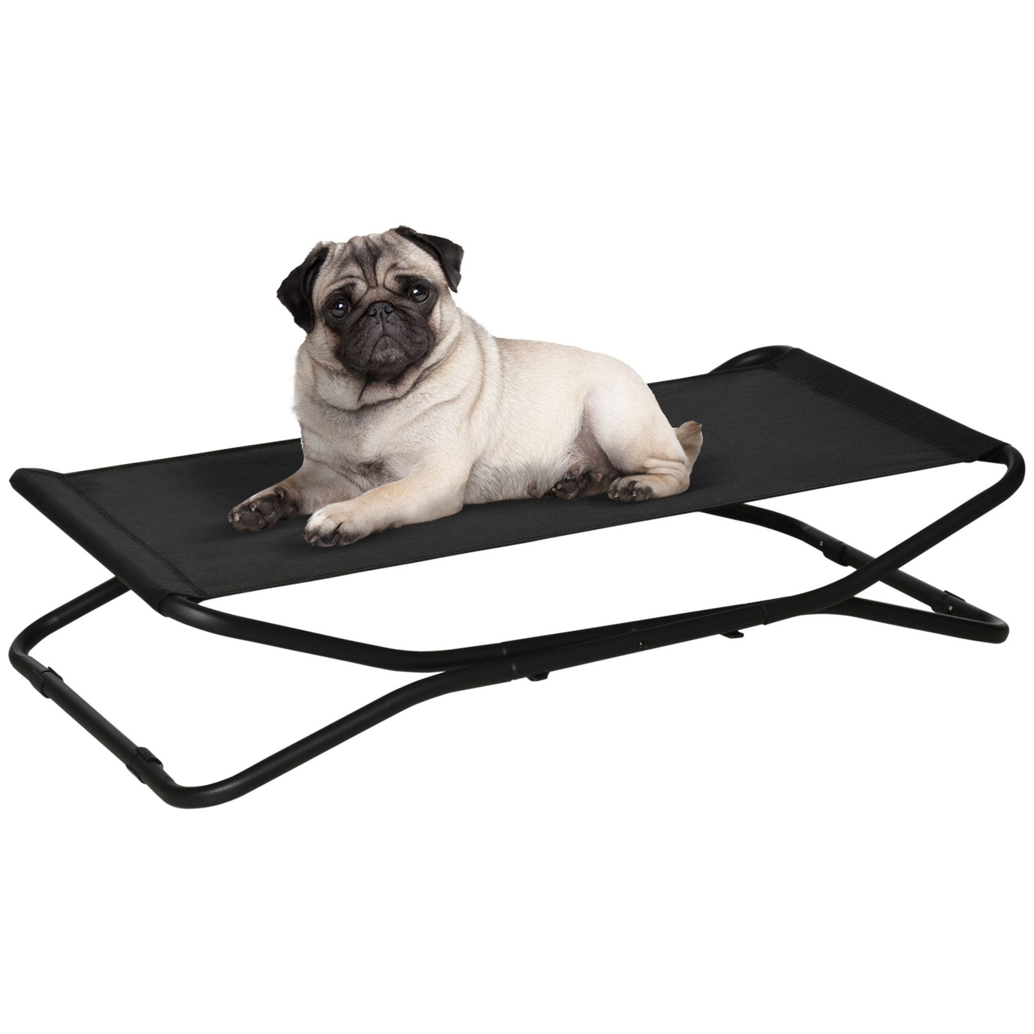 Cama Elevada para Perros Plegable Cama para Mascotas Pequeños Medianos con Tela de Malla Transpirable Marco de Acero para Interior Exterior 111x65,5x19 cm Negro