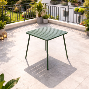 EVORA Table carrée 4 places 70x70cm vert