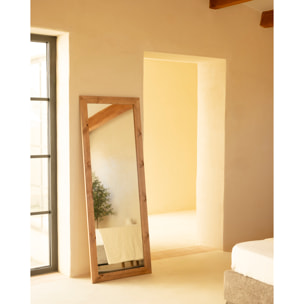 Espejo rectangular de madera de pino en tono natural de 60x160cm Alto: 160 Largo: 60 Ancho: 2