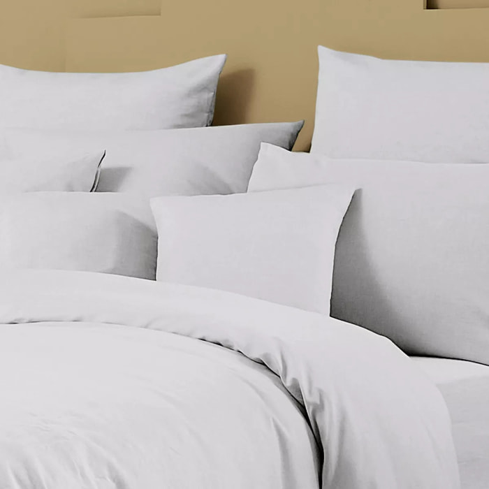 Taie d'oreiller lin & coton 160 g/m² uni gris Le metis francais glacier