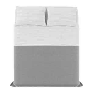 COMPLETO LETTO SATIN STRIPES RASO DI POLIESTERE MADE IN ITALY - MATRIMONIALE BIANCO