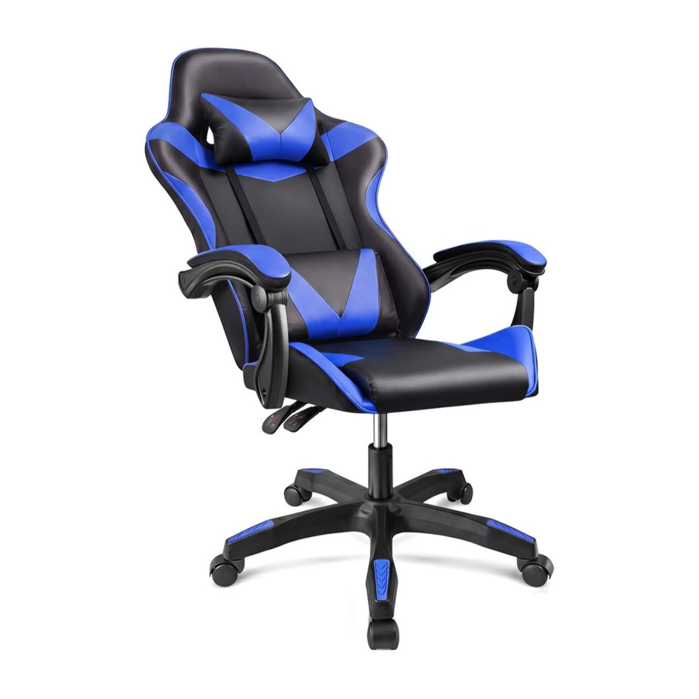 Silla gaming reclinable y con altura ajustable en negro y azul 117-128 cm Viper Negro - Azul