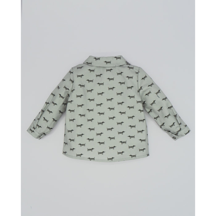 CAMISA CUELLO PICO PERRITOS GRIS
