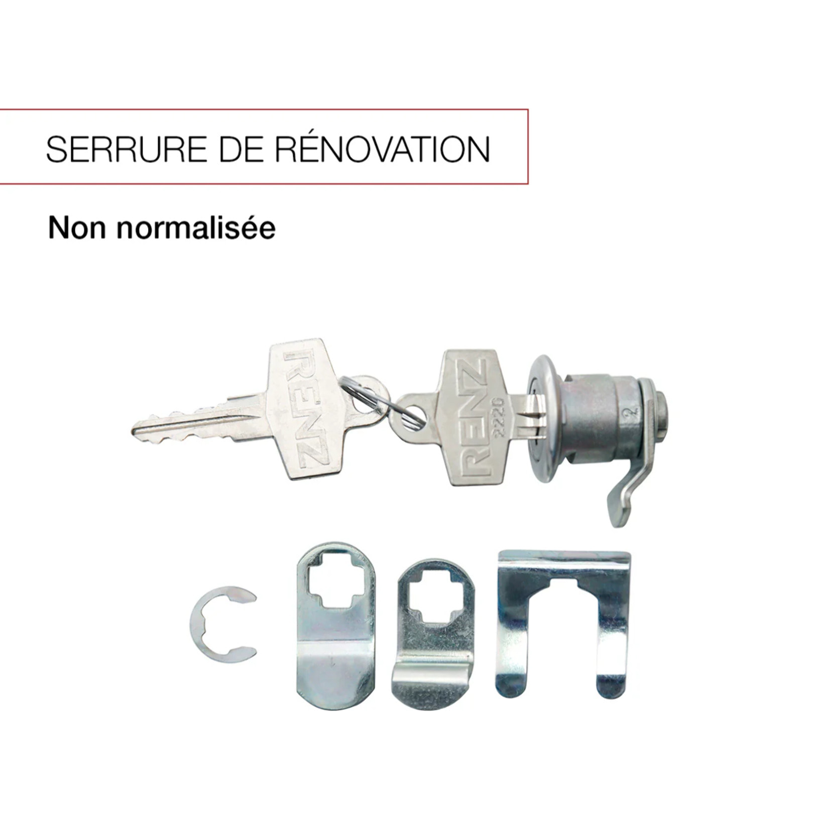 Serrure batteuse courte (coté récupération) et pour boites aux lettres (individuelles ou collectives)- RENZ - 023721