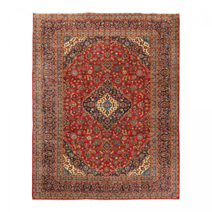 Authentique tapis persan Kashan de grandes dimensions, pièce unique, noué à la main en laine