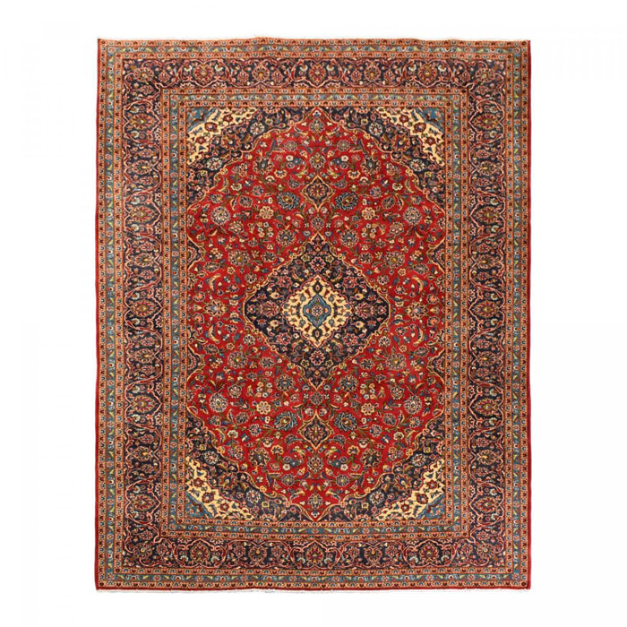 Authentique tapis persan Kashan de grandes dimensions, pièce unique, noué à la main en laine